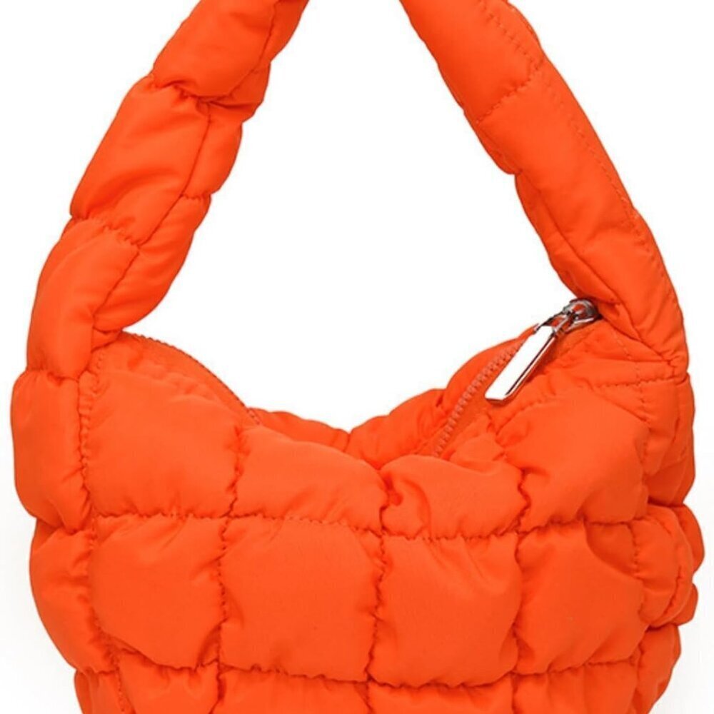 Puffer Bag Women Mini Quilted Bubble Crescent Wrist Satchel Purse
